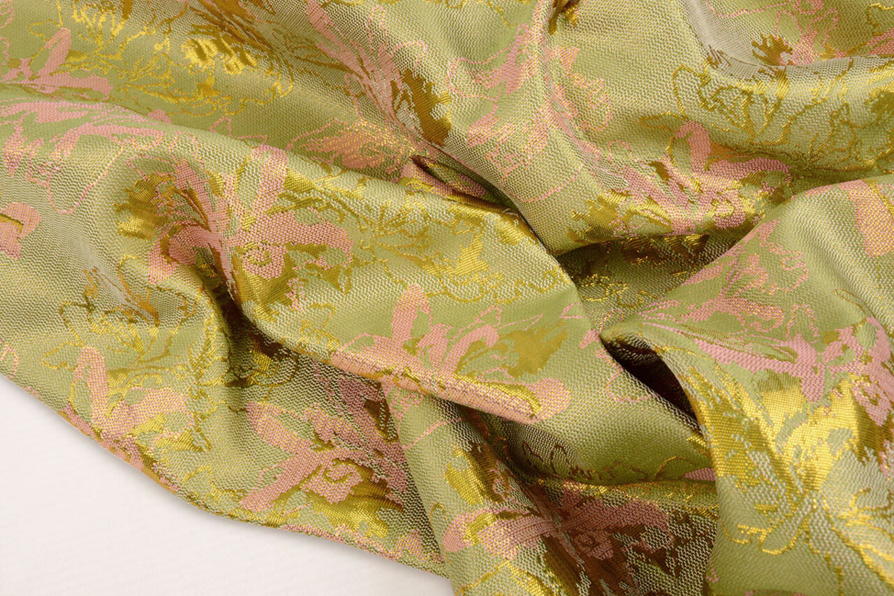 Brocade Celeste Green - Pink
