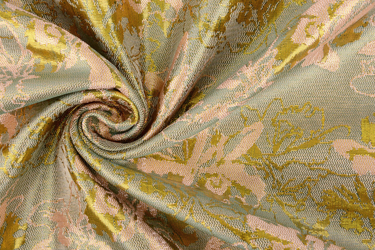 Brocade Celeste Sea Green - Pink