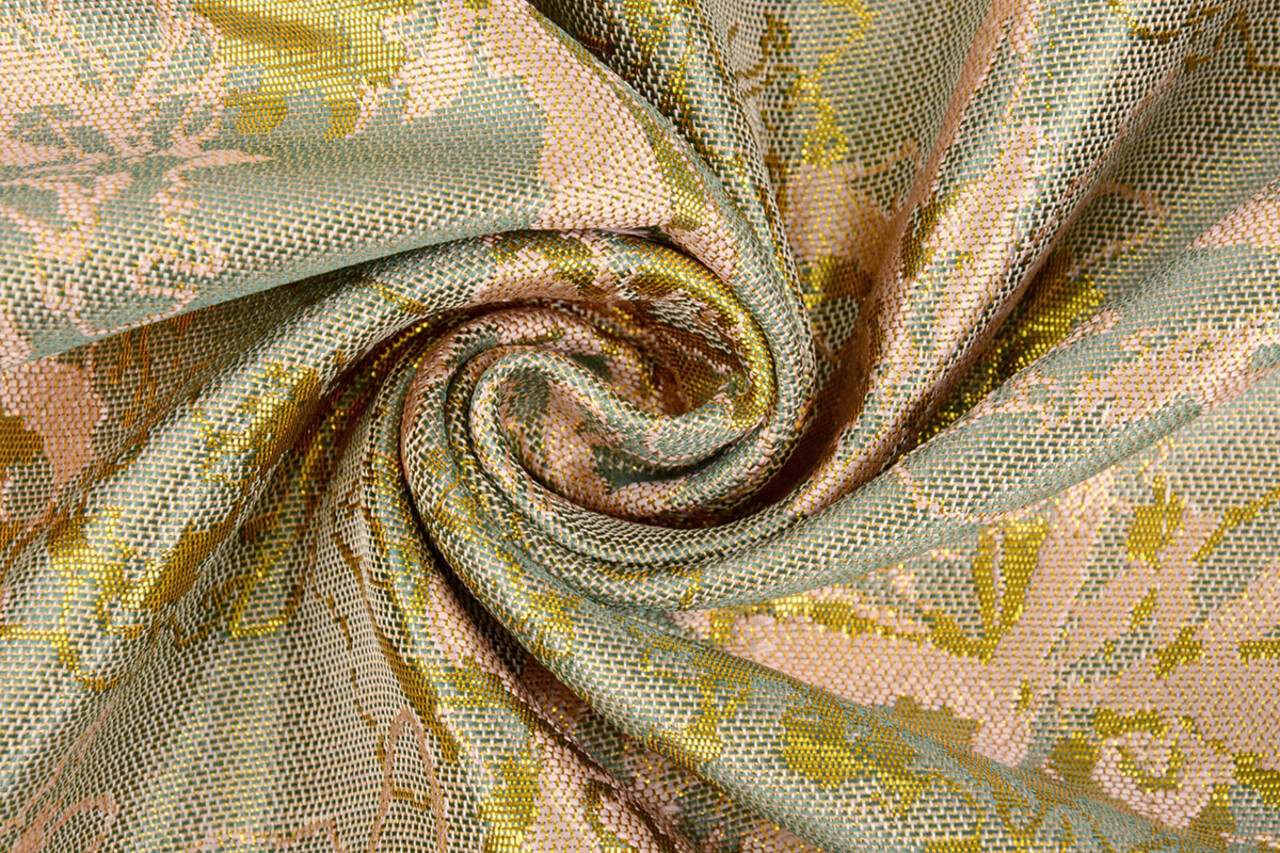 Brocade Celeste Sea Green - Pink