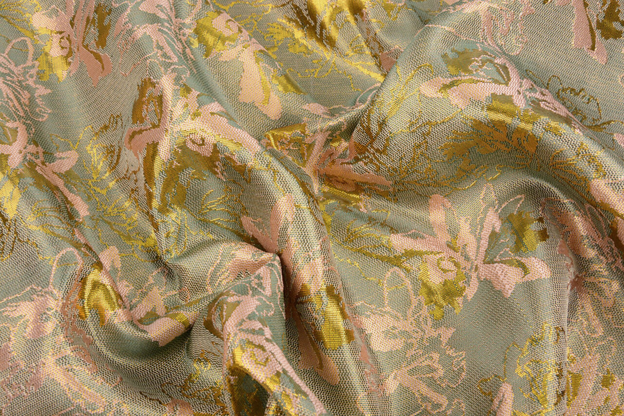 Brocade Celeste Sea Green - Pink