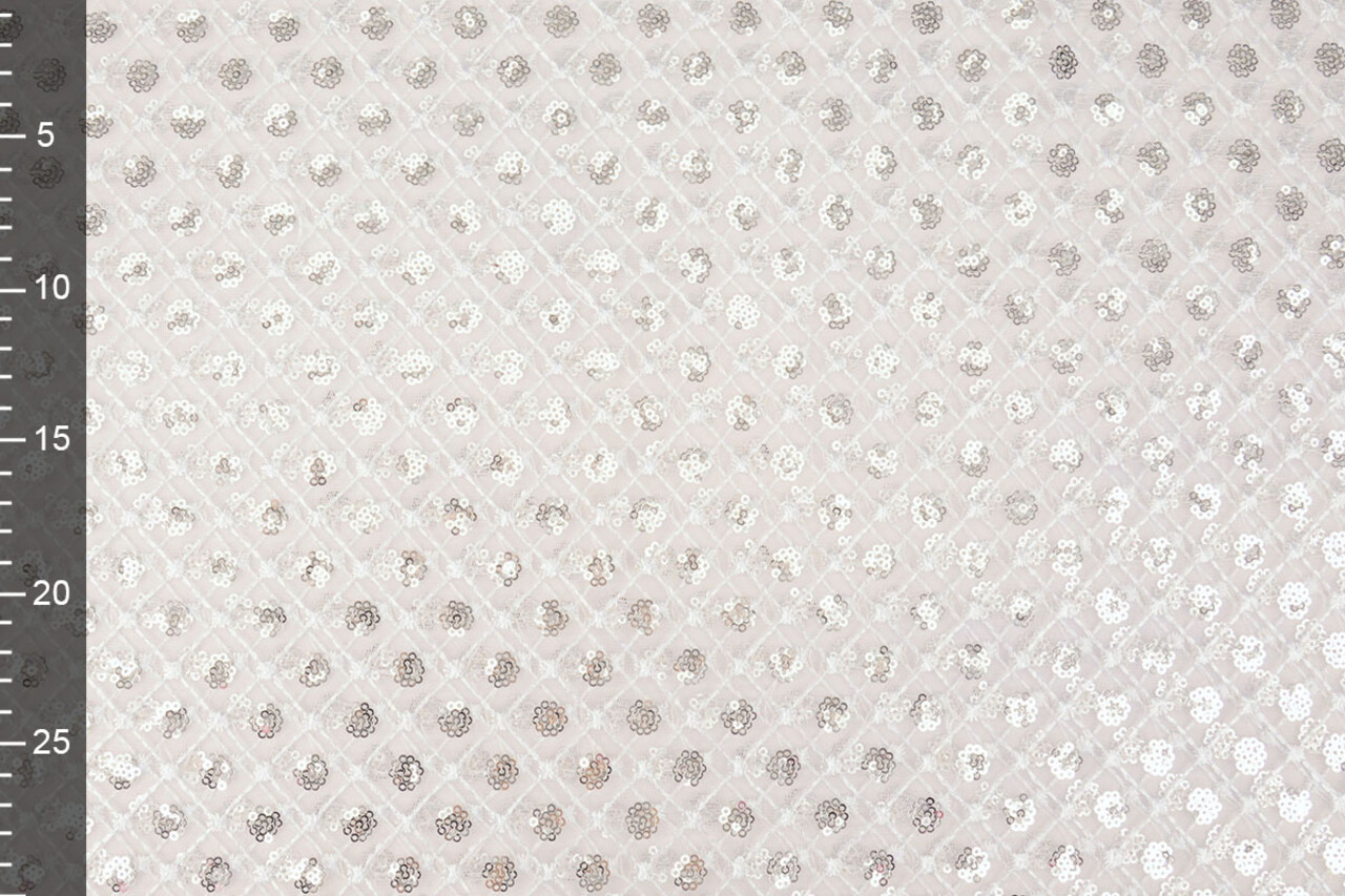 Mesh Ricamato Paillettes Chiara Bianco Mesh Ricamato Paillettes Chiara Bianco