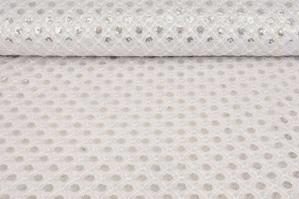 Netz Bestickt Pailletten Chiara Weiß