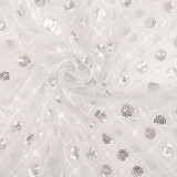 Netz Bestickt Pailletten Chiara Weiß