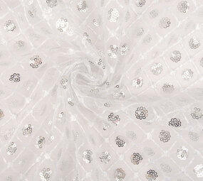 Mesh Embroidered Sequins Chaira White Mesh Embroidered Sequins Chaira White