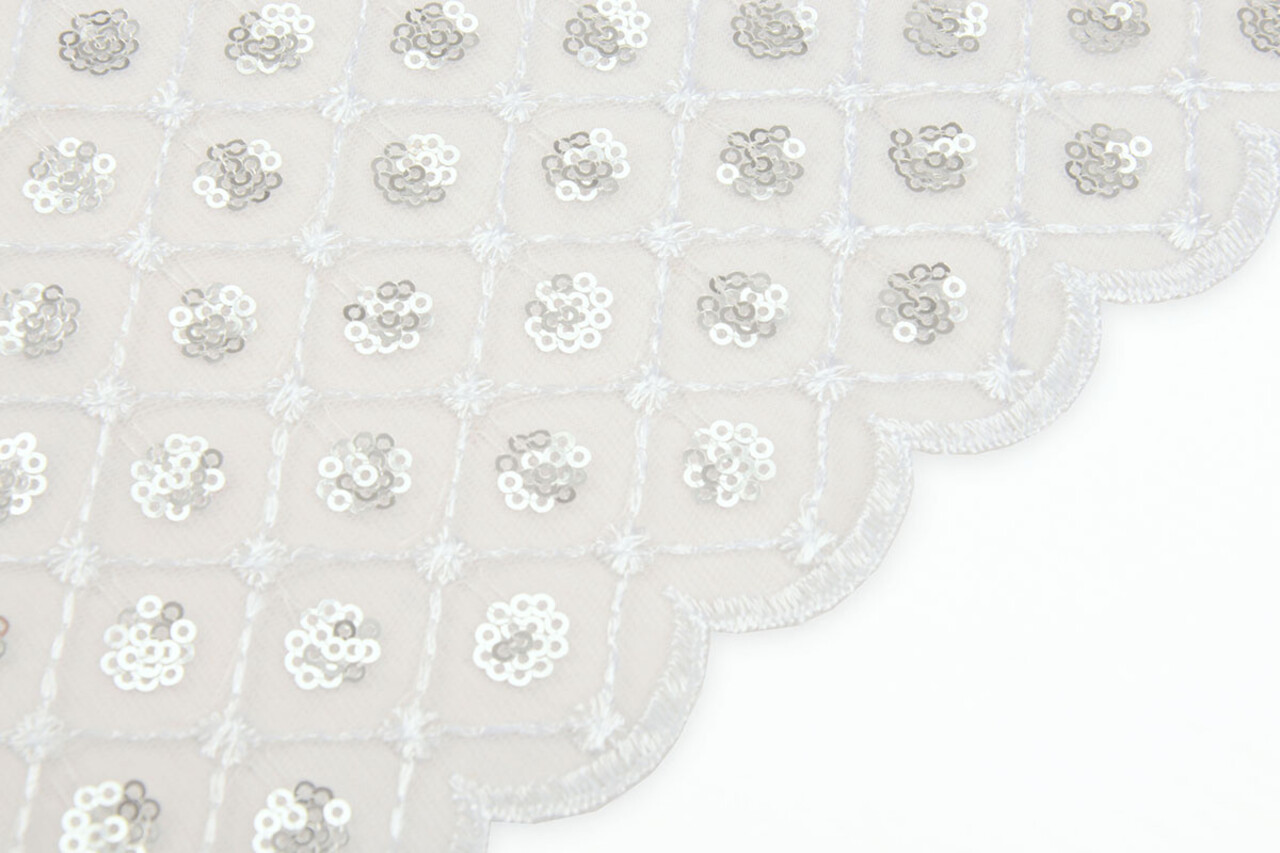 Mesh Embroidered Sequins Chaira White