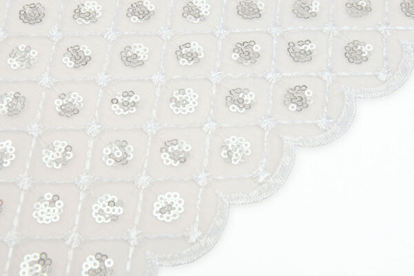 Mesh Ricamato Paillettes Chiara Bianco Mesh Ricamato Paillettes Chiara Bianco