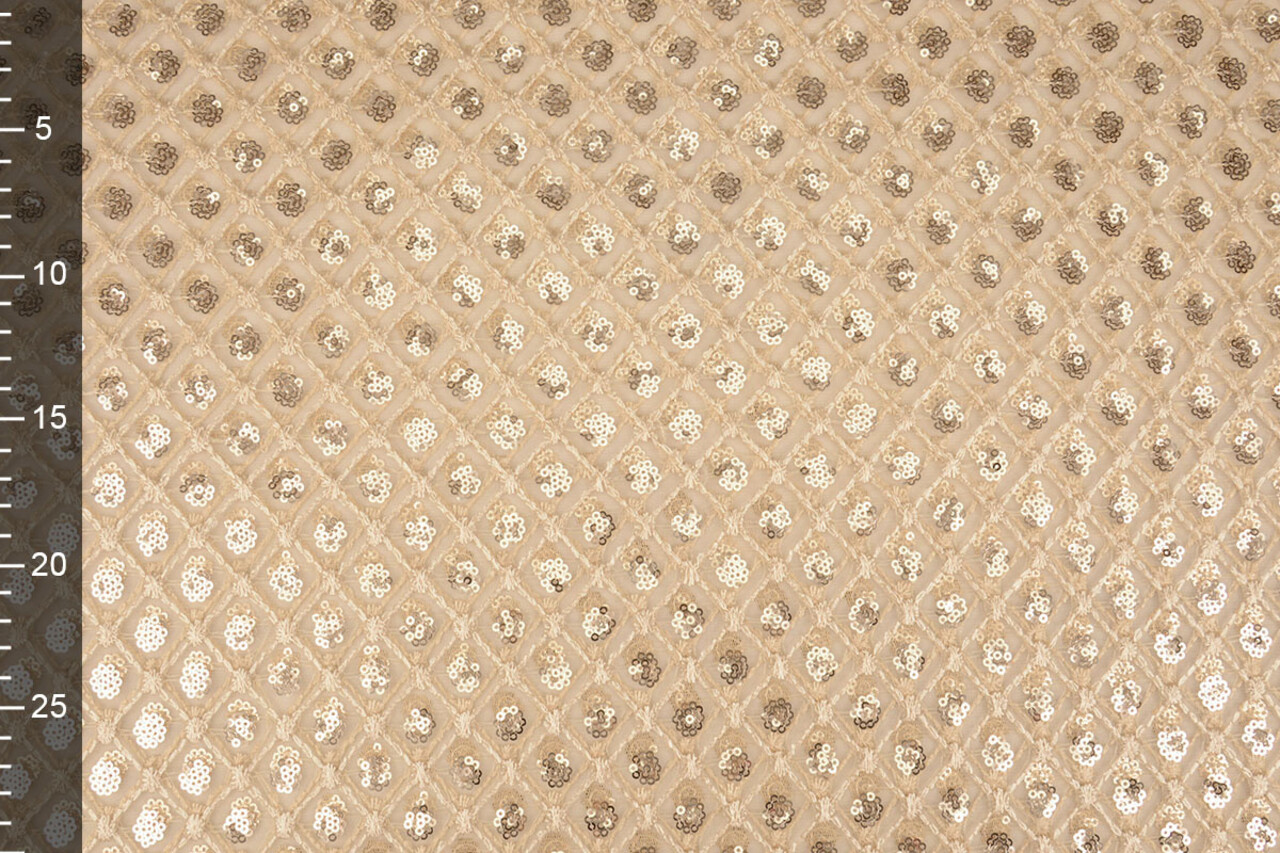 Mesh Ricamato Paillettes Chiara Beige