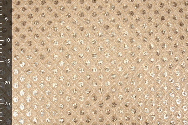 Mesh Ricamato Paillettes Chiara Beige