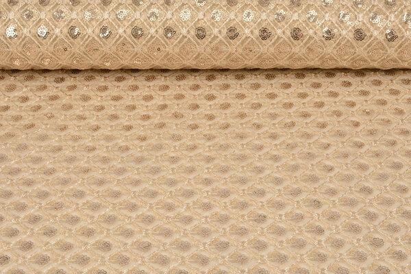 Mesh Geborduurd Pailletten Chiara Beige