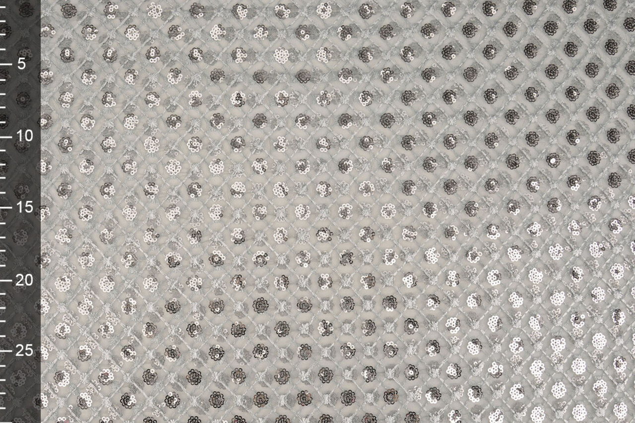 Mesh Ricamato Paillettes Chiara Grigio