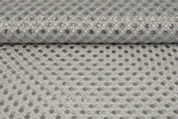 Mesh Ricamato Paillettes Chiara Grigio