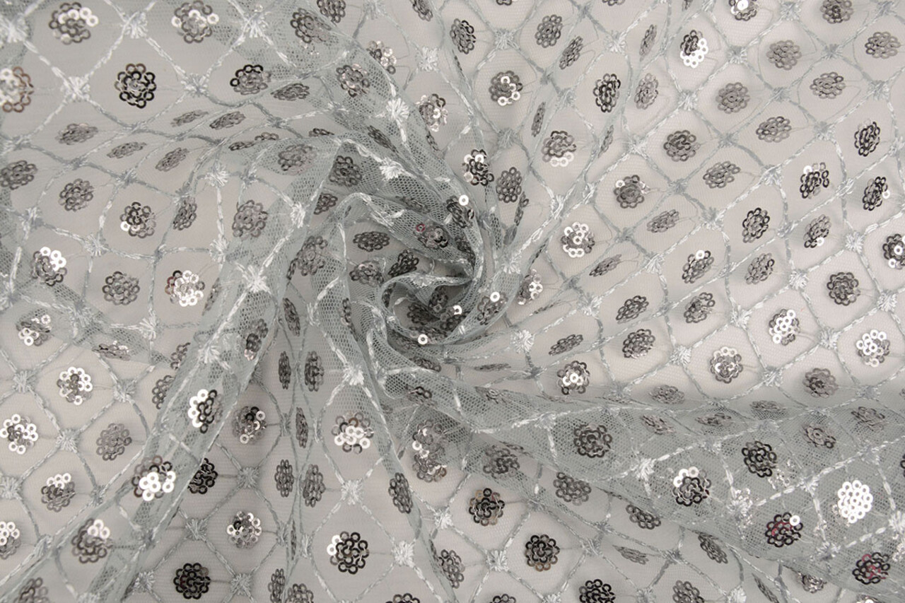 Malla Bordada con Lentejuelas Chiara Gris Malla Bordada con Lentejuelas Chiara Gris