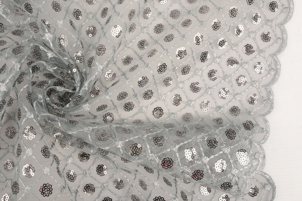Mesh Embroidered Sequins  Chaira Grey