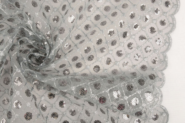 Malla Bordada con Lentejuelas Chiara Gris Malla Bordada con Lentejuelas Chiara Gris
