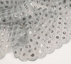 Netz Bestickt Pailletten Chiara Grau
