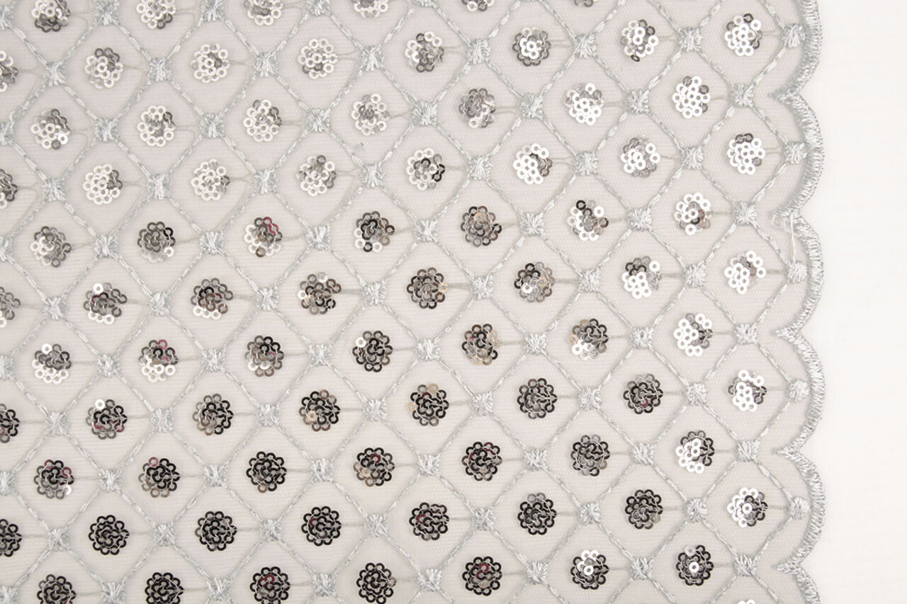 Mesh Ricamato Paillettes Chiara Grigio