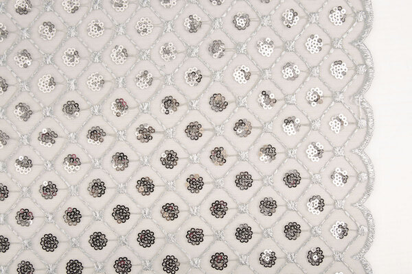 Mesh Ricamato Paillettes Chiara Grigio