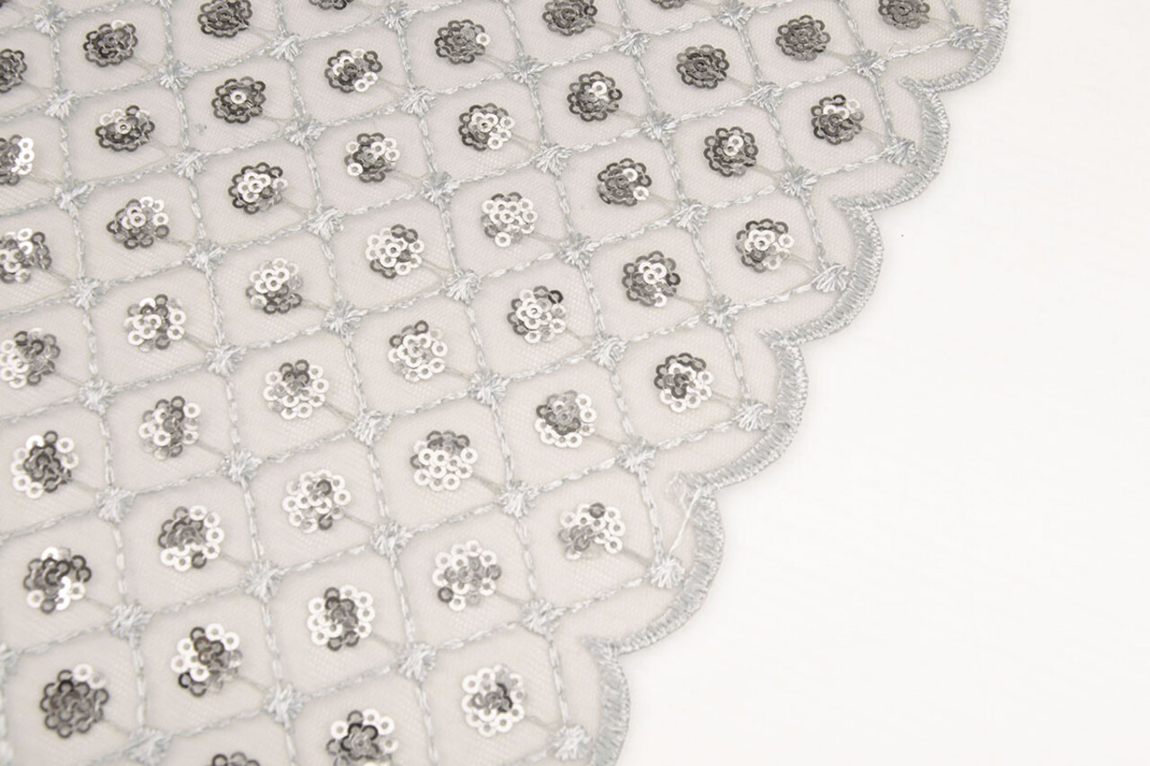 Mesh Embroidered Sequins  Chaira Grey