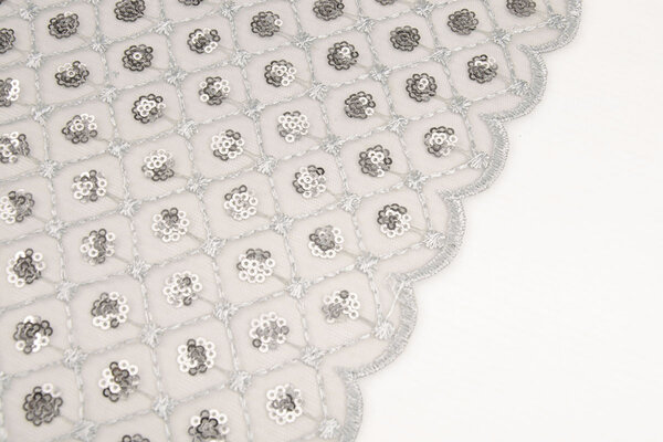 Mesh Ricamato Paillettes Chiara Grigio