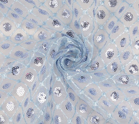 Mesh Ricamato Paillettes Chiara Blu Denim Chiaro Mesh Ricamato Paillettes Chiara Blu Denim Chiaro
