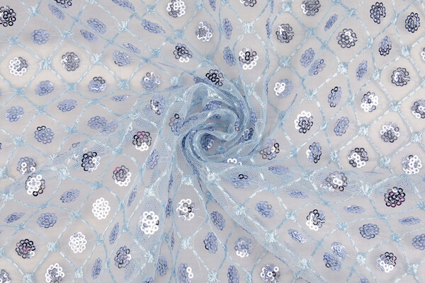 Mesh Embroidered Sequins  Chaira Light Jeans Blue