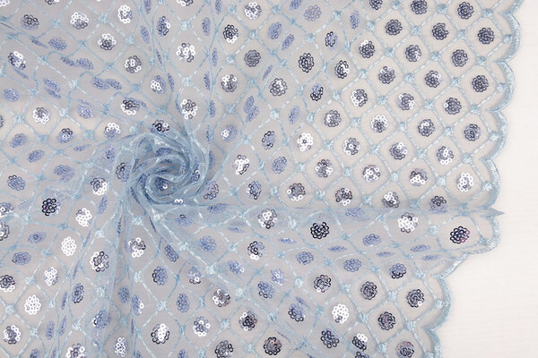 Mesh Embroidered Sequins  Chaira Light Jeans Blue