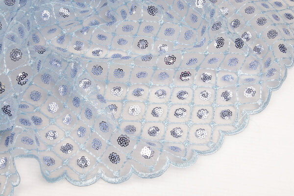 Mesh Embroidered Sequins  Chaira Light Jeans Blue