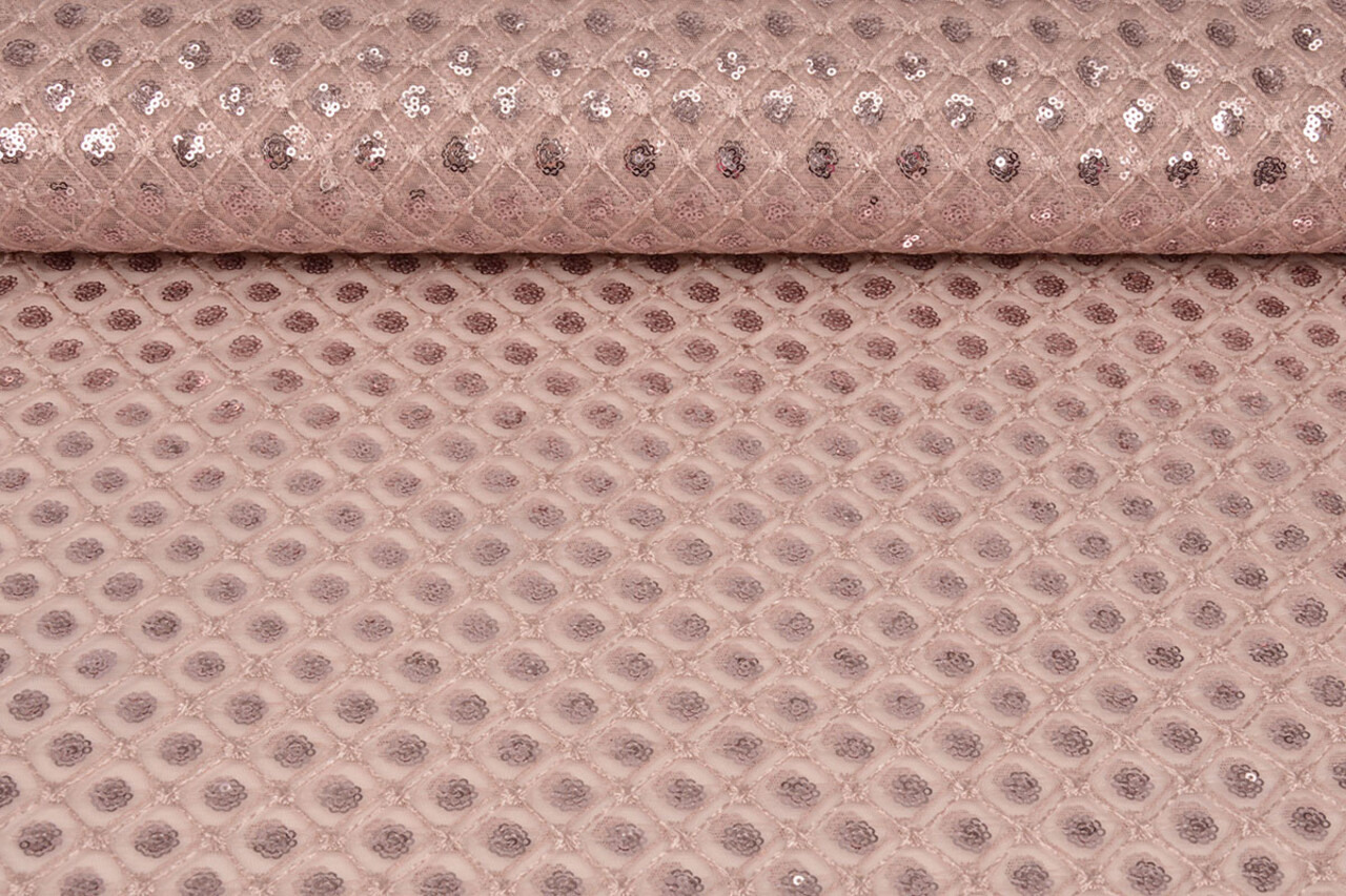 Malla Bordada con Lentejuelas Chiara Rosa Empolvado Malla Bordada con Lentejuelas Chiara Rosa Empolvado