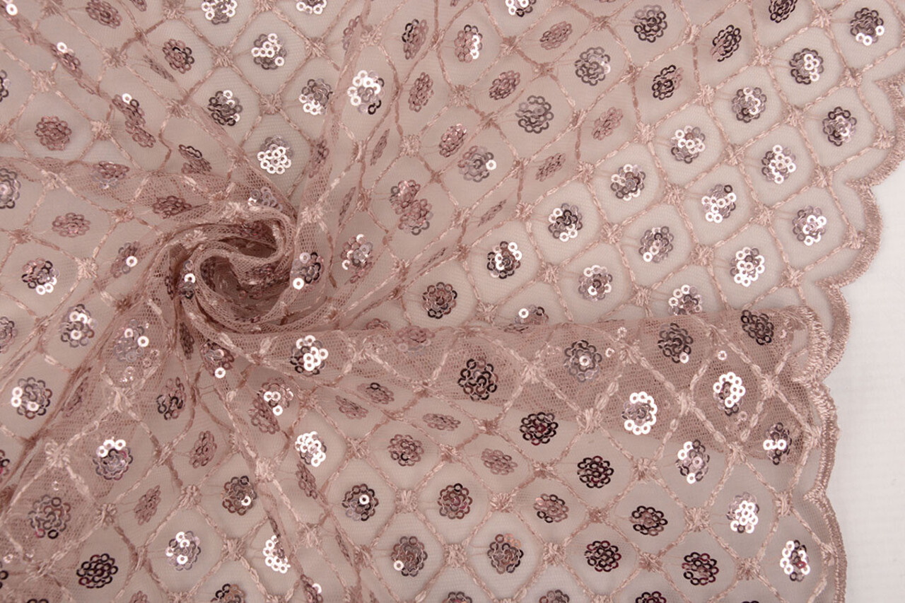 Mesh Embroidered Sequins  Chaira Powder Pink
