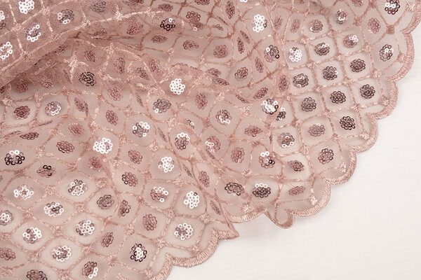 Mesh Embroidered Sequins  Chaira Powder Pink