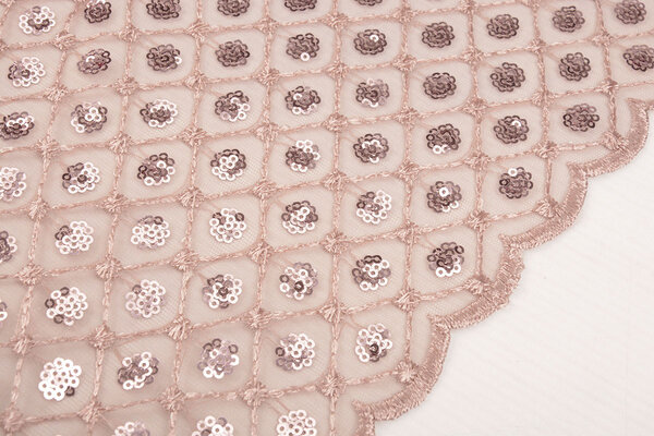 Mesh Ricamato Paillettes Chiara Rosa Cipria Mesh Ricamato Paillettes Chiara Rosa Cipria