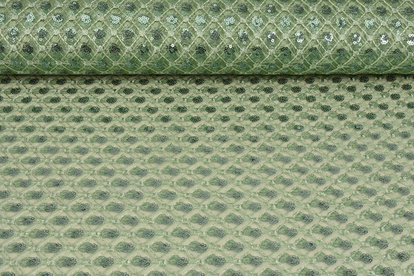 Mesh Ricamato Paillettes Chiara Verde Antico Mesh Ricamato Paillettes Chiara Verde Antico