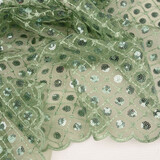 Malla Bordada con Lentejuelas Chiara Verde Antiguo Malla Bordada con Lentejuelas Chiara Verde Antiguo