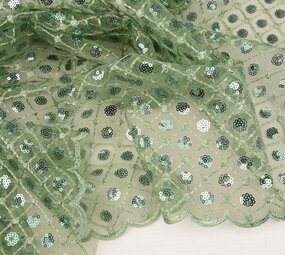 Mesh Ricamato Paillettes Chiara Verde Antico Mesh Ricamato Paillettes Chiara Verde Antico