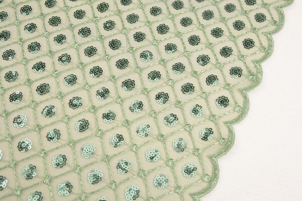 Mesh Embroidered Sequins Chaira Old Green