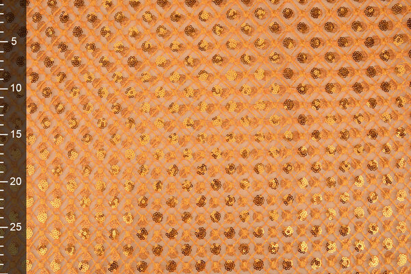 Mesh Embroidered Sequins Chaira Orange