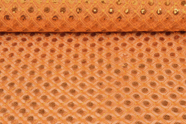 Mesh Geborduurd Pailletten Chiara Oranje