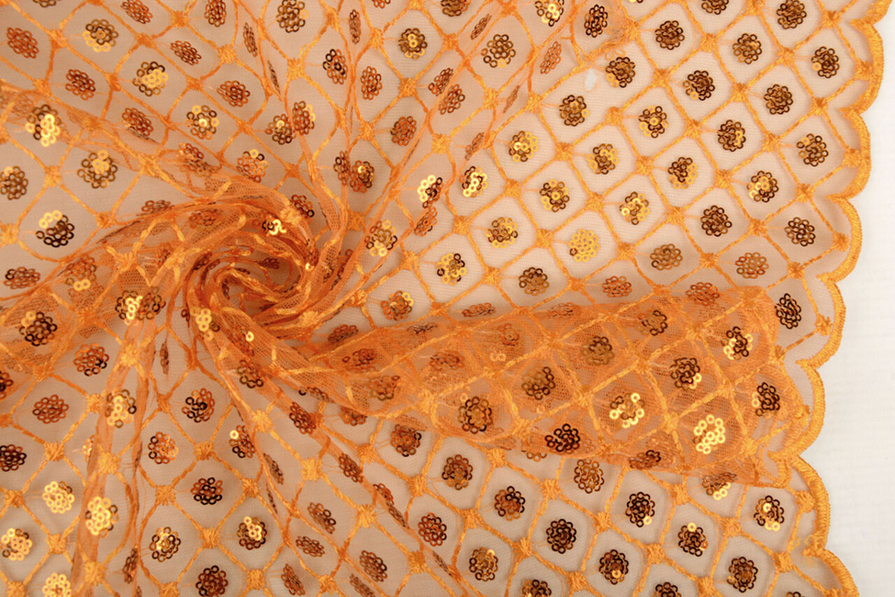 Netz Bestickt Pailletten Chiara Orange