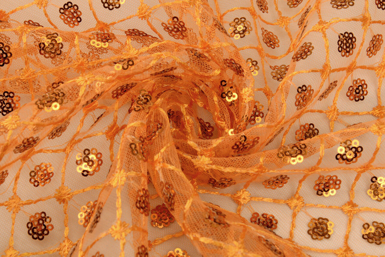 Netz Bestickt Pailletten Chiara Orange