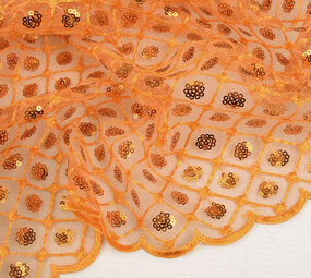 Malla Bordada con Lentejuelas Chiara Naranja Malla Bordada con Lentejuelas Chiara Naranja
