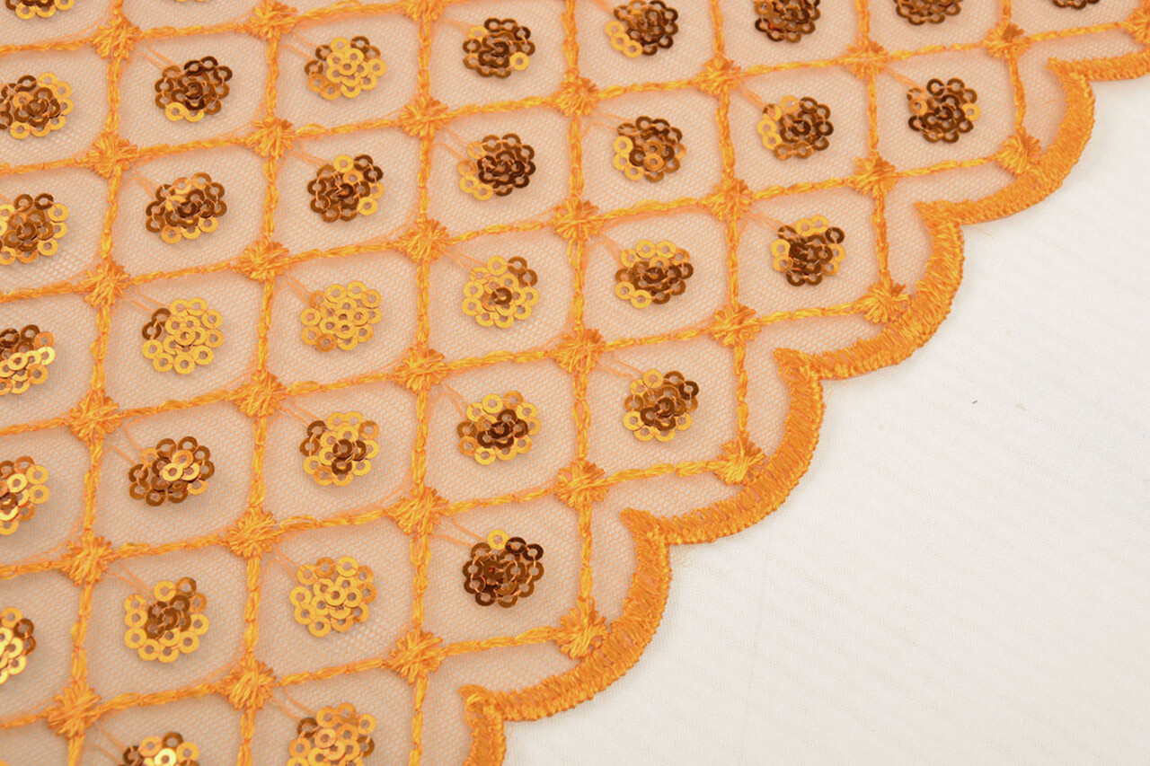 Netz Bestickt Pailletten Chiara Orange