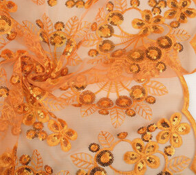 Mesh Geborduurd Pailletten Rosetta Oranje Mesh Geborduurd Pailletten Rosetta Oranje