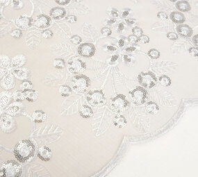 Mesh Geborduurd Pailletten Rosetta Wit