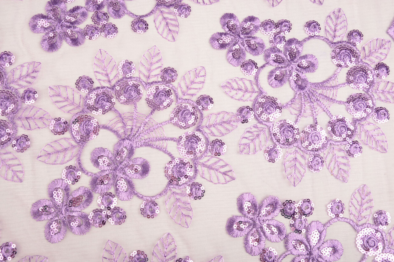Mesh Embroidered Sequins Rosetta Lilac Purple