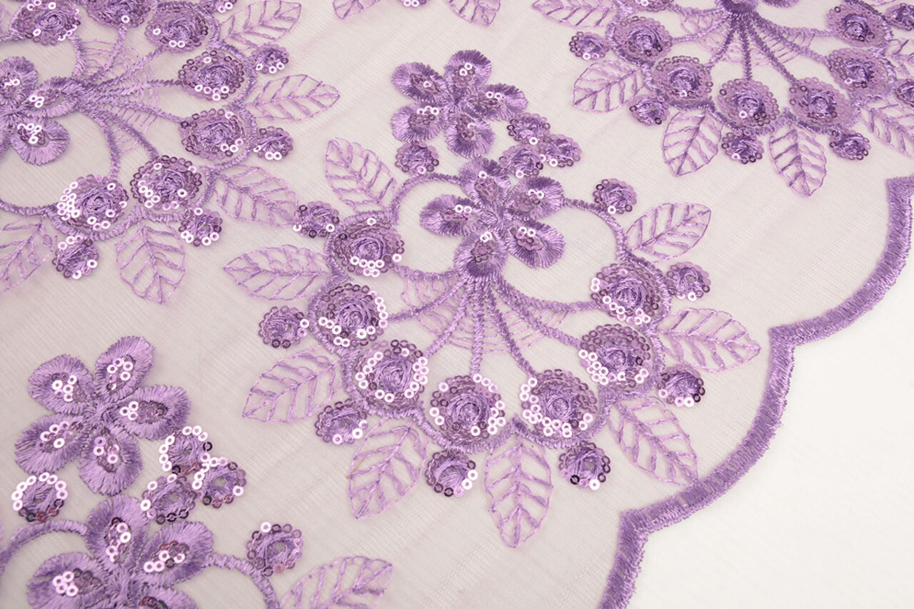 Mesh Embroidered Sequins Rosetta Lilac Purple