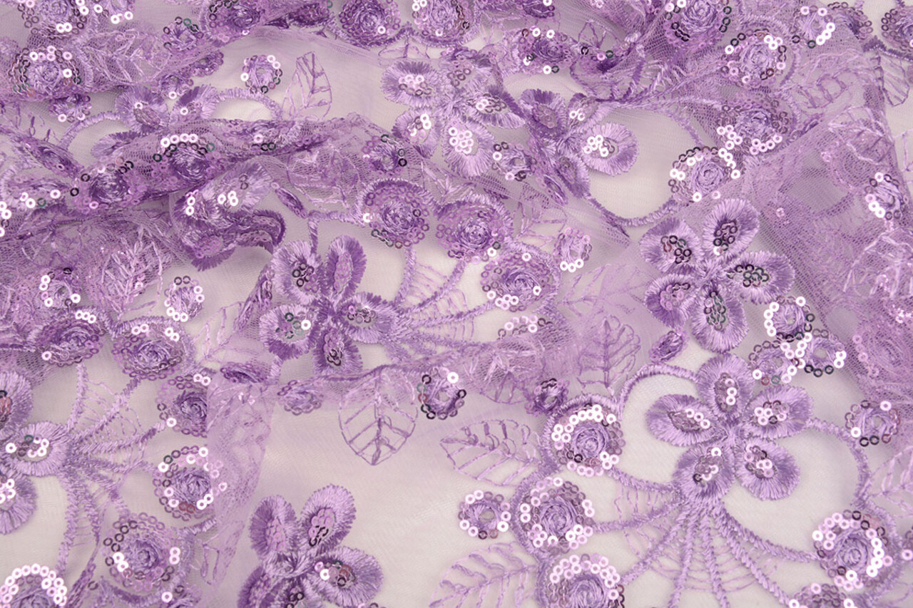 Mesh Embroidered Sequins Rosetta Lilac Purple