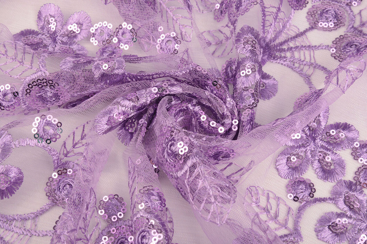Mesh Embroidered Sequins Rosetta Lilac Purple