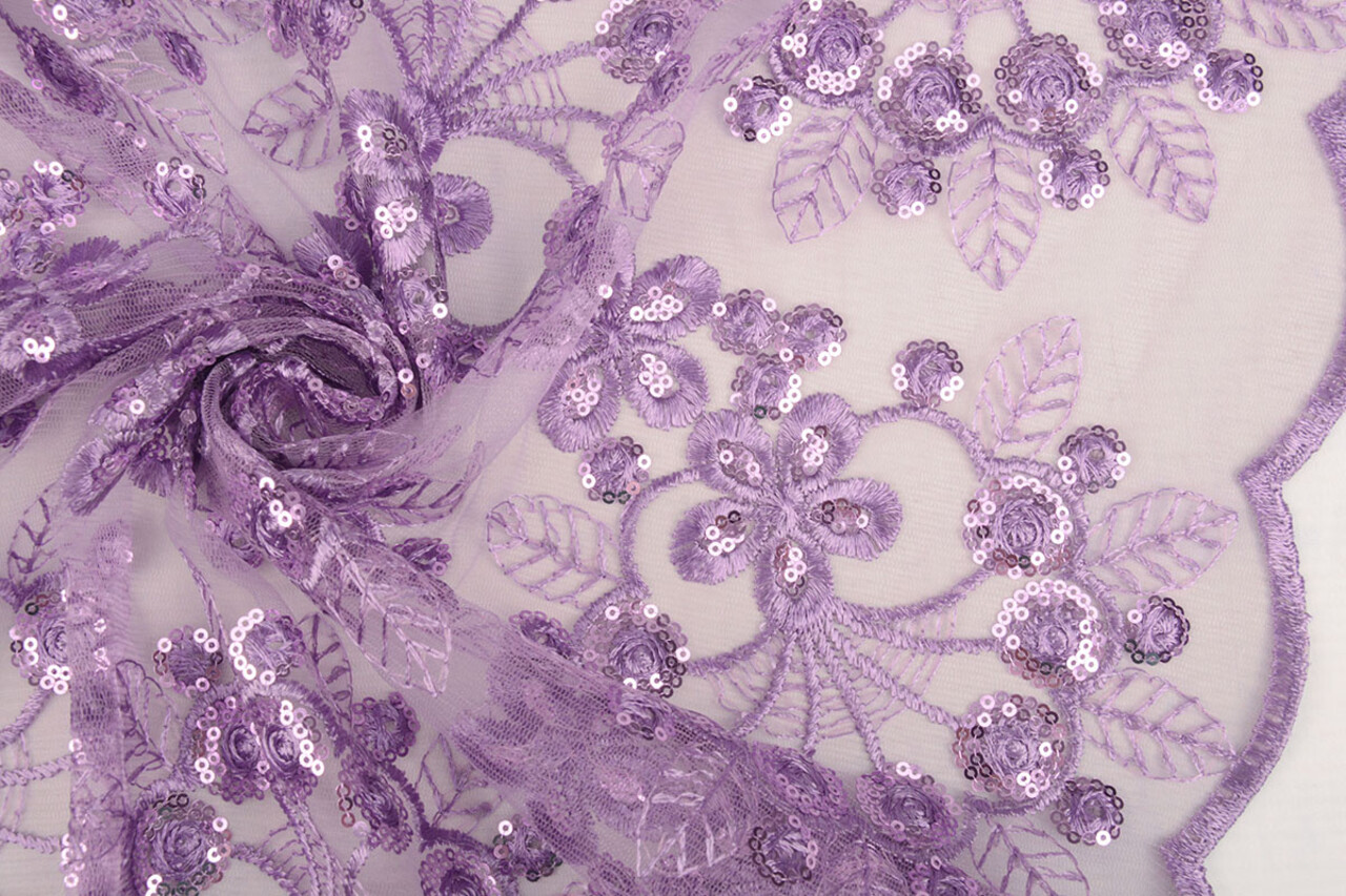 Mesh Embroidered Sequins Rosetta Lilac Purple
