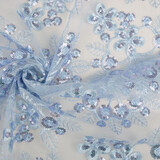 Netz Bestickt Pailletten Rosetta Hell Jeansblau