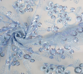 Mesh Geborduurd Pailletten Rosetta Licht Jeans Blauw